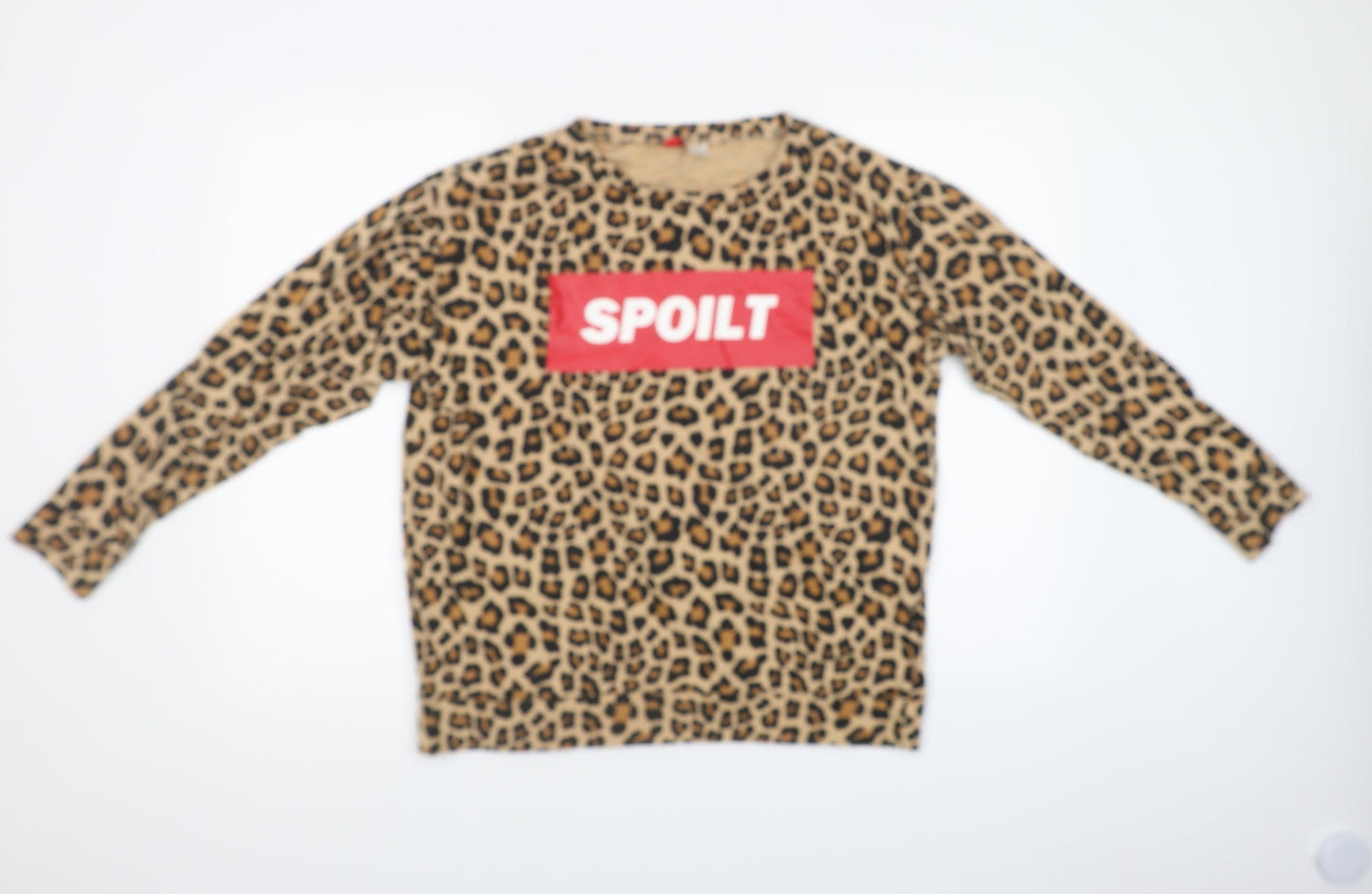 H&M Womens Brown Animal Print  Pullover Sweatshirt Size M