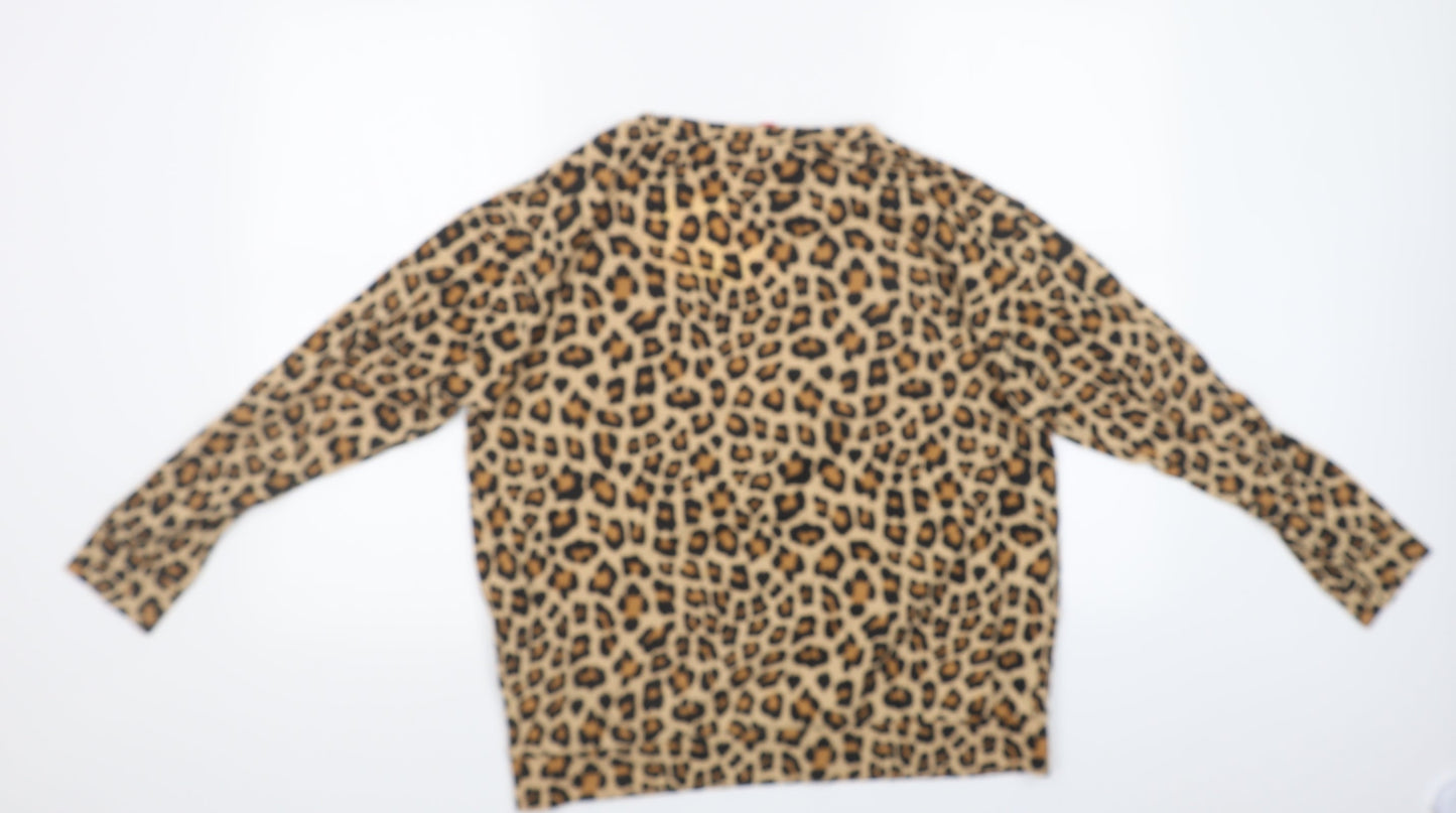 H&M Womens Brown Animal Print  Pullover Sweatshirt Size M