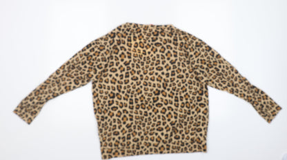 H&M Womens Brown Animal Print  Pullover Sweatshirt Size M