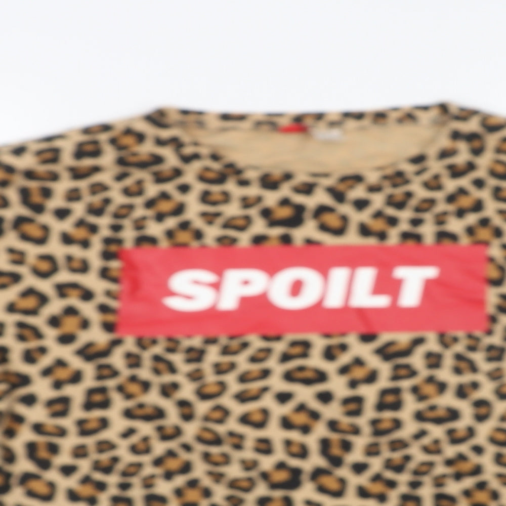 H&M Womens Brown Animal Print  Pullover Sweatshirt Size M