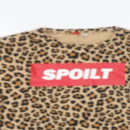 H&M Womens Brown Animal Print  Pullover Sweatshirt Size M