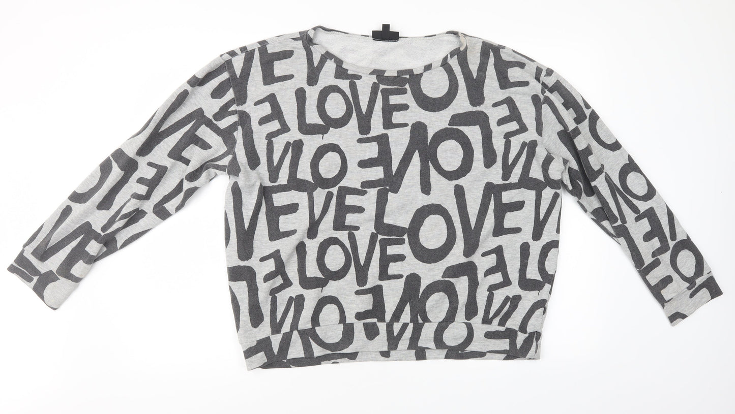 Topshop Womens Grey   Henley Sweatshirt Size 10