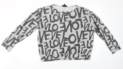 Topshop Womens Grey   Henley Sweatshirt Size 10