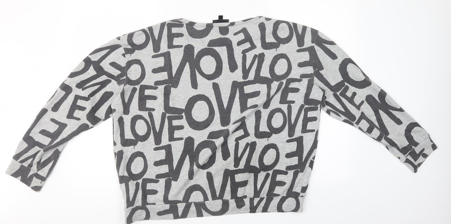 Topshop Womens Grey   Henley Sweatshirt Size 10