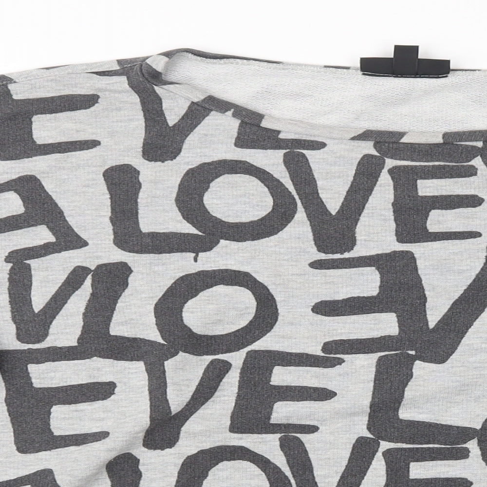 Topshop Womens Grey   Henley Sweatshirt Size 10