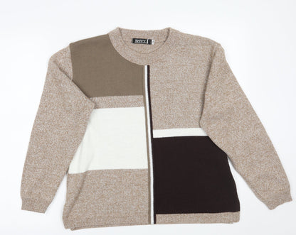 Envy Womens Beige Striped  Pullover Jumper Size M