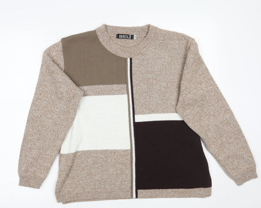 Envy Womens Beige Striped  Pullover Jumper Size M