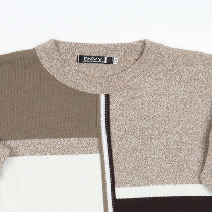 Envy Womens Beige Striped  Pullover Jumper Size M