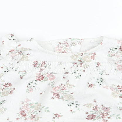 TU Girls White Floral  Basic Blouse Size 0-3 Months