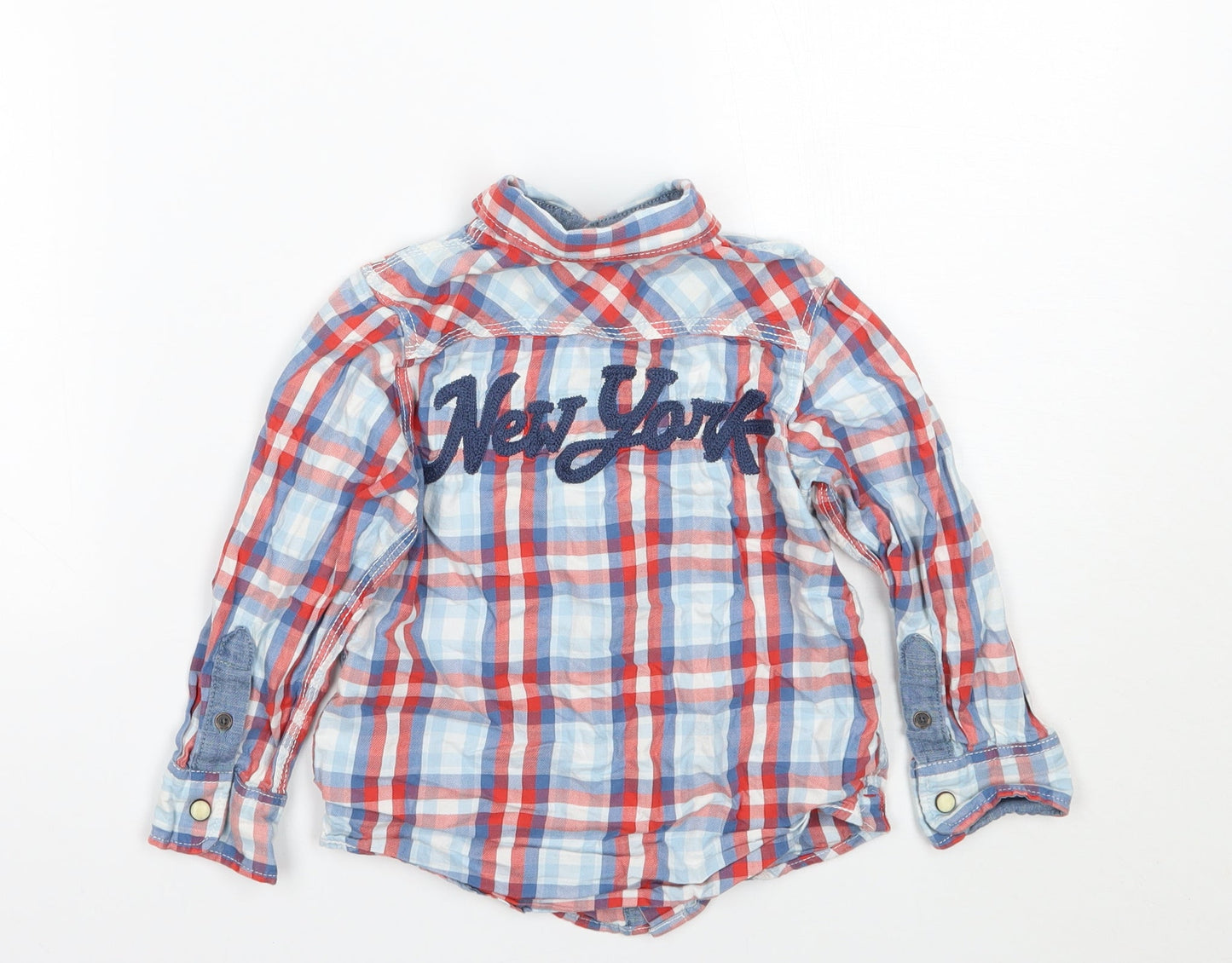 H&M Boys Blue Check  Basic Button-Up Size 2 Years