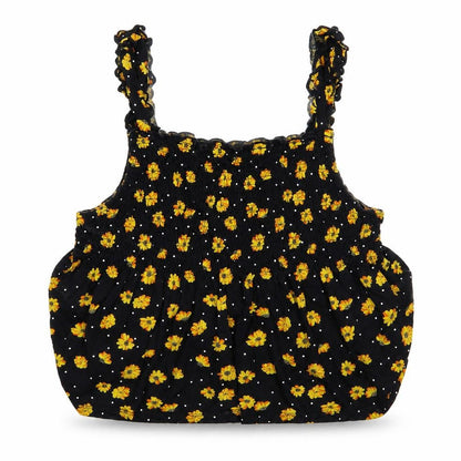 Tu Womens Black Floral  Cropped T-Shirt Size 16