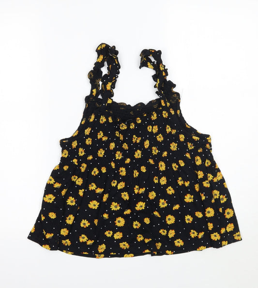 TU Womens Black Floral  Cropped T-Shirt Size 16