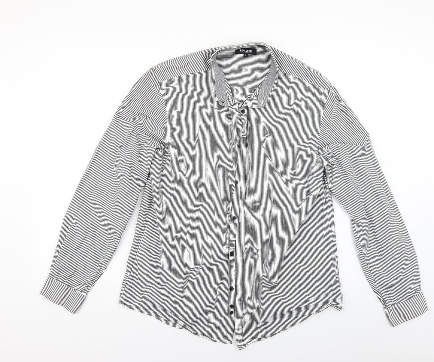 Mens UK Size L Peacocks Grey  Button-Up Long Sleeve Casual Shirt
