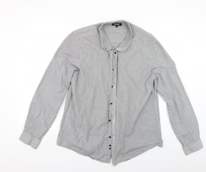 Mens UK Size L Peacocks Grey  Button-Up Long Sleeve Casual Shirt