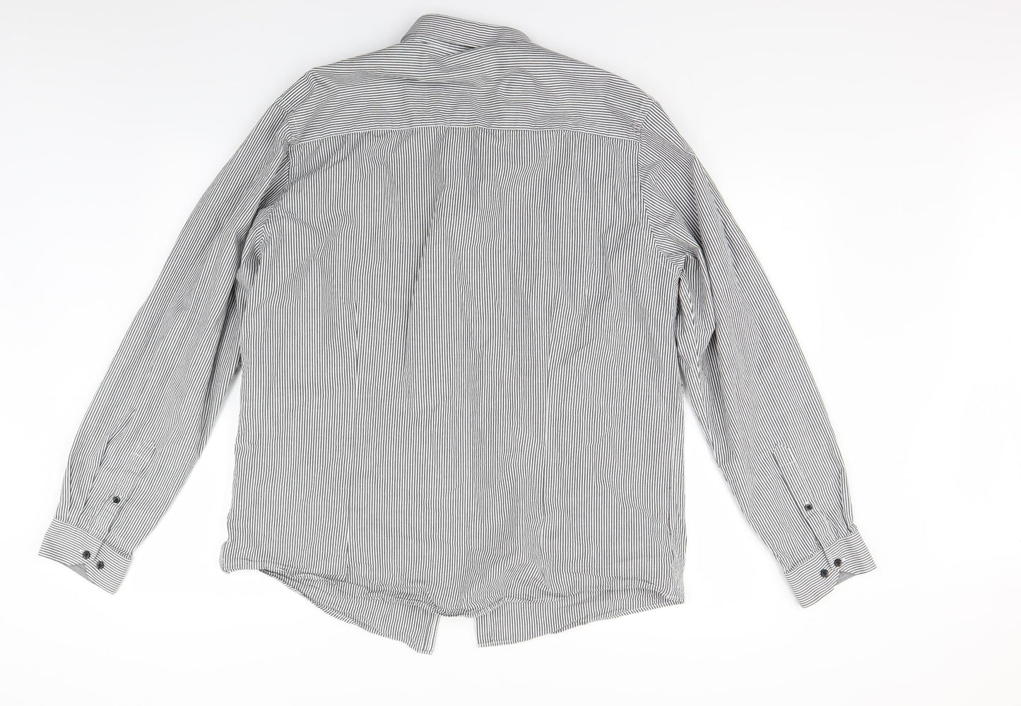 Mens UK Size L Peacocks Grey  Button-Up Long Sleeve Casual Shirt