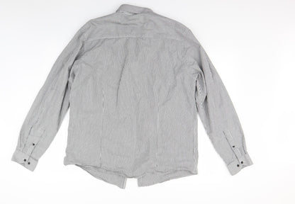 Mens UK Size L Peacocks Grey  Button-Up Long Sleeve Casual Shirt