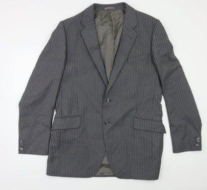 Charles Blades Mens Grey Striped  Jacket Blazer Size 42
