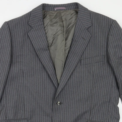 Charles Blades Mens Grey Striped  Jacket Blazer Size 42