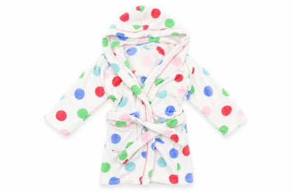 John Lewis Girls White Polka Dot Fleece  Gown Size 6 Years
