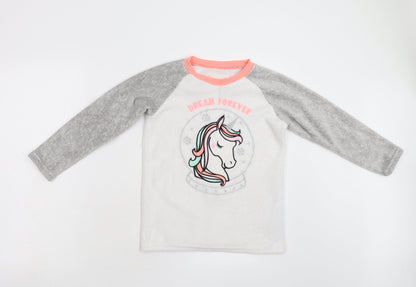 Primark Girls Multicoloured Solid Fleece Top Pyjama Top Size 10-11 Years  - Unicorn