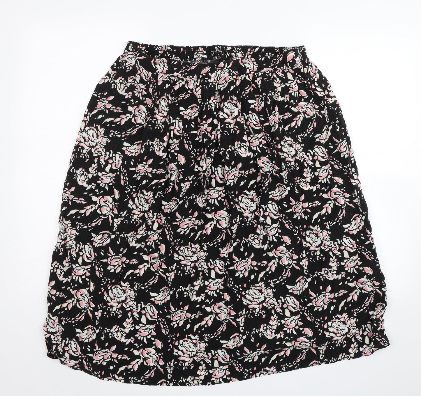 BM Collection Womens Black Floral  Swing Skirt Size 16