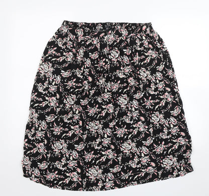 BM Collection Womens Black Floral  Swing Skirt Size 16