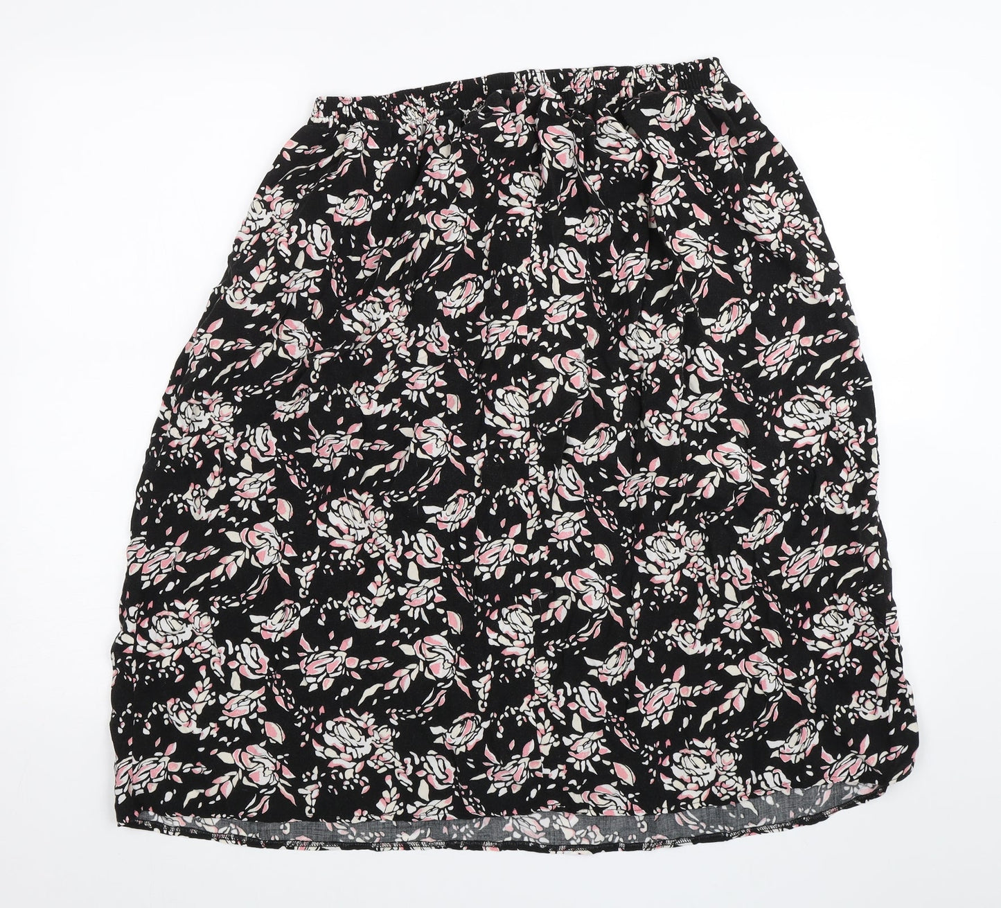 BM Collection Womens Black Floral  Swing Skirt Size 16