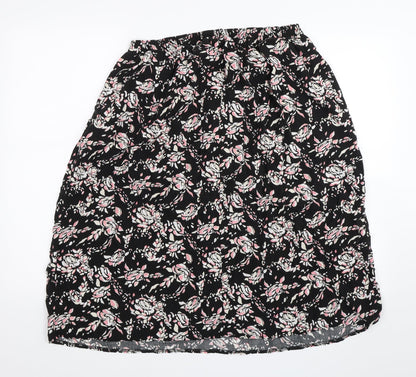 BM Collection Womens Black Floral  Swing Skirt Size 16