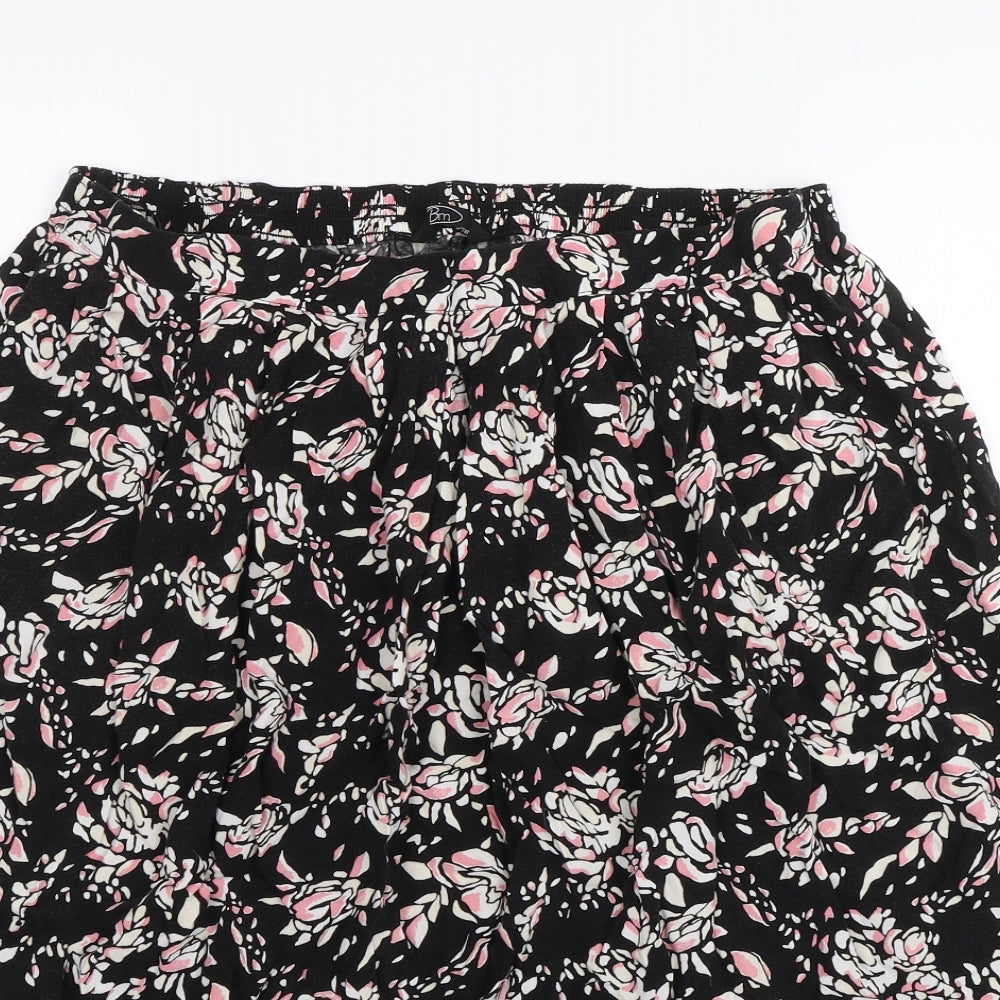 BM Collection Womens Black Floral  Swing Skirt Size 16