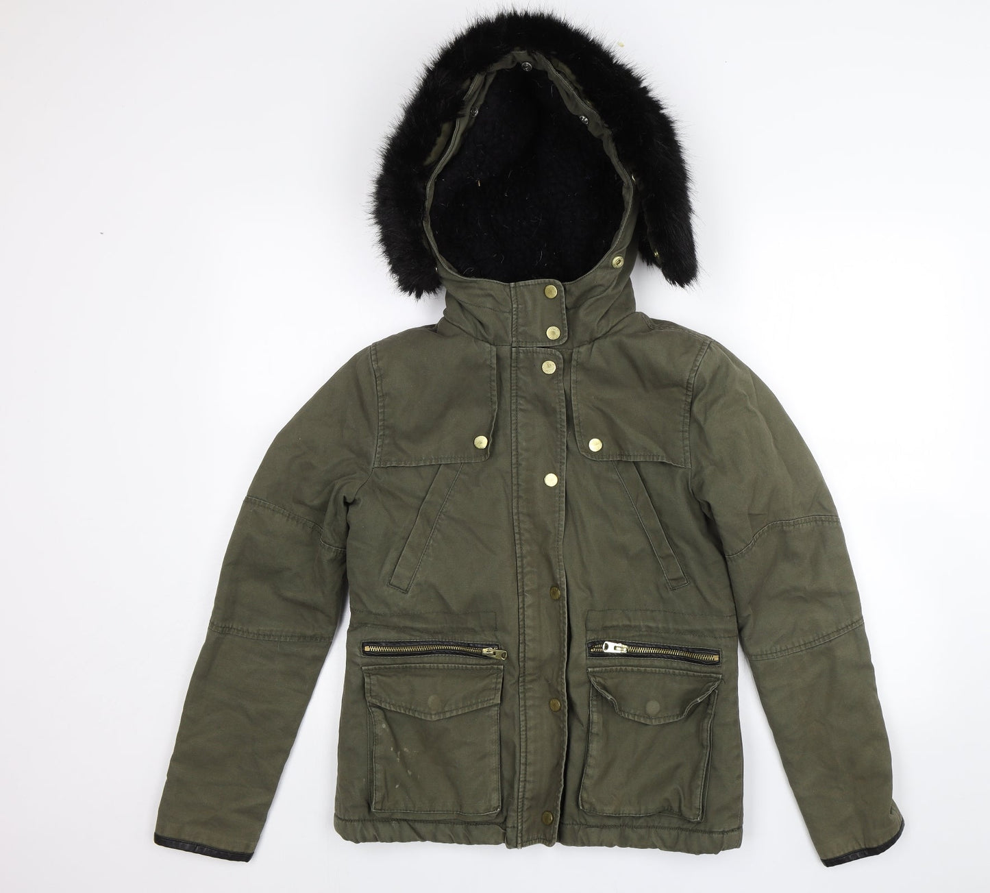 Womens UK Size 6 Topshop Green Parka Coat
