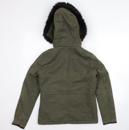 Womens UK Size 6 Topshop Green Parka Coat