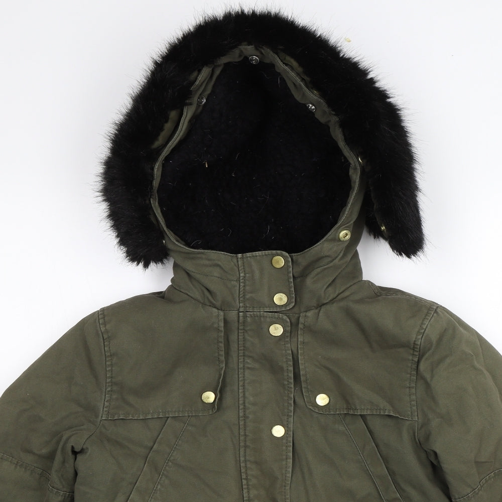 Womens UK Size 6 Topshop Green Parka Coat