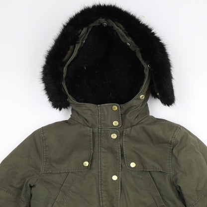 Womens UK Size 6 Topshop Green Parka Coat