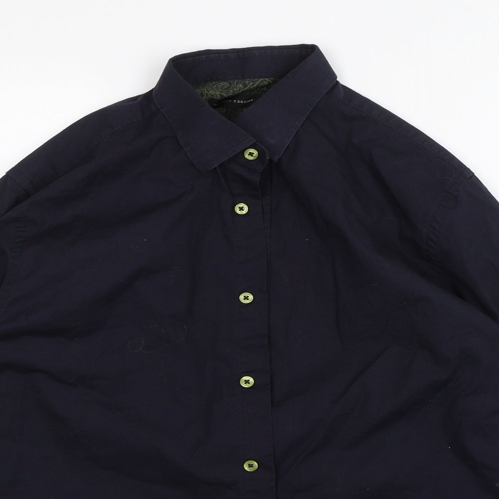 Mens UK Size M Holland Esquire Blue  Button-Up Long Sleeve Casual Shirt