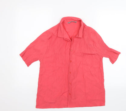 Womens UK Size 14 The Pearl Collection Pink Basic Button-Up