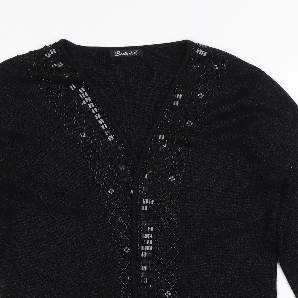 Womens UK Size 10 Berkertex Black Cardigan Jumper