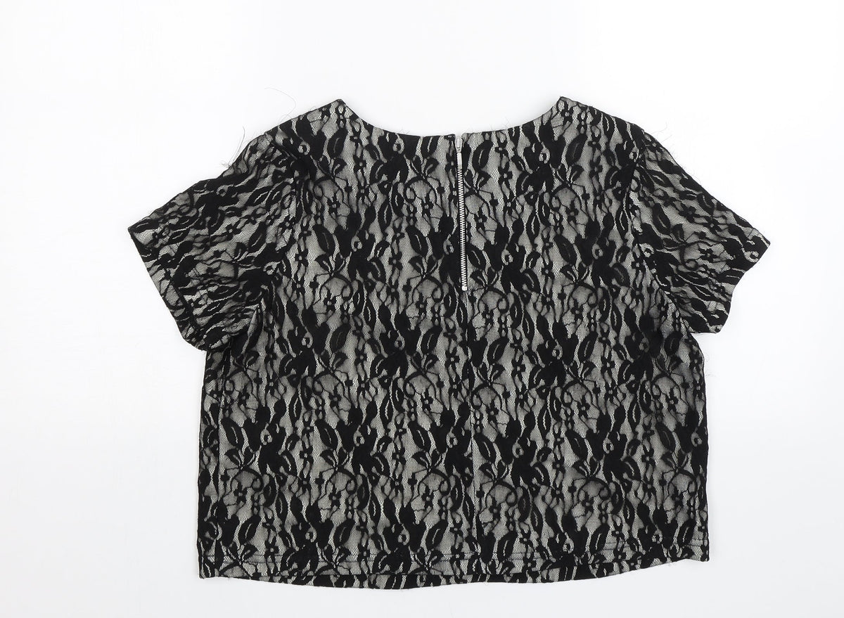 Myleene Klass Womens Black Floral  Basic Blouse Size 14