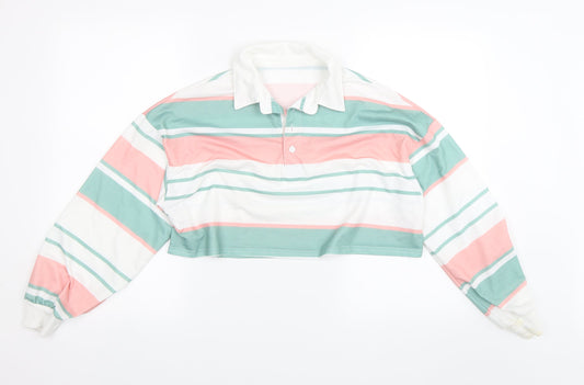 SheIn Womens White Striped  Basic Blouse Size S