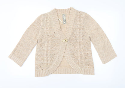 Womens UK Size 14 E-vie Beige Cardigan Jumper