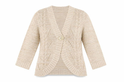 Womens UK Size 14 E-vie Beige Cardigan Jumper