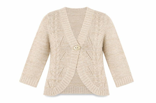Womens UK Size 14 E-vie Beige Cardigan Jumper