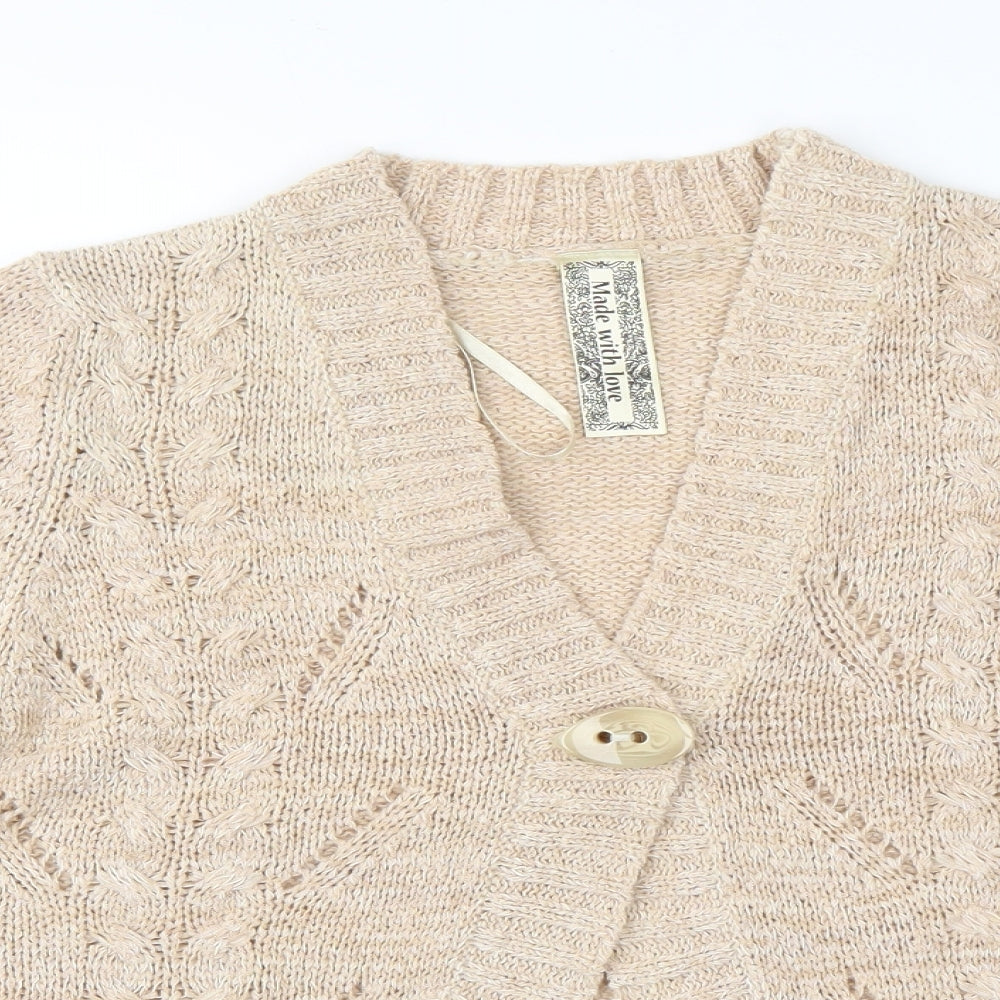 Womens UK Size 14 E-vie Beige Cardigan Jumper