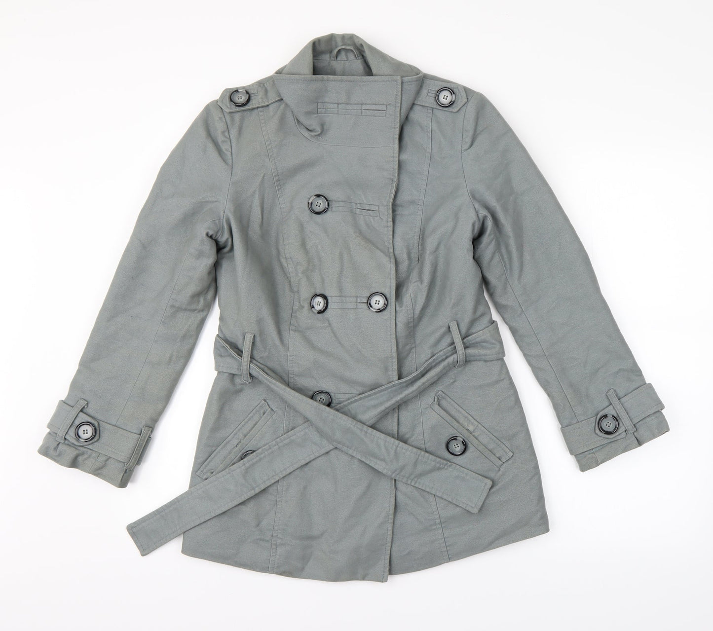 Womens UK Size 8 Preworn Grey Overcoat