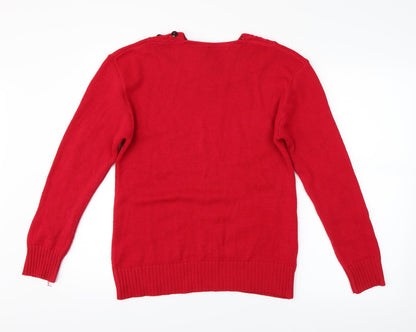 Womens UK Size S Preworn Red Pullover Jumper