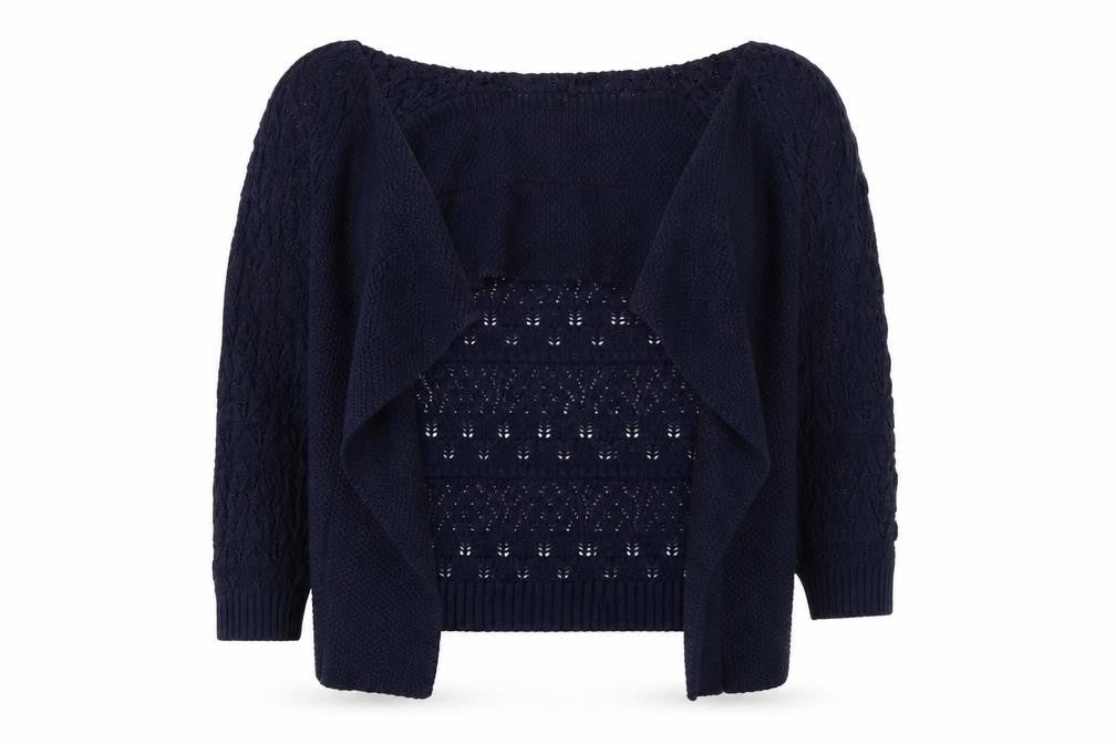 Womens UK Size 10 Isle Blue Cardigan Jumper