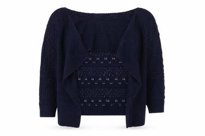 Womens UK Size 10 Isle Blue Cardigan Jumper