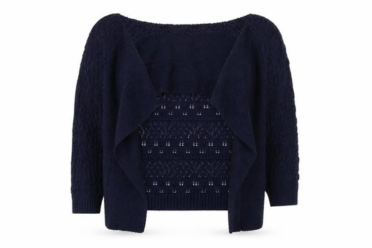 Womens UK Size 10 Isle Blue Cardigan Jumper