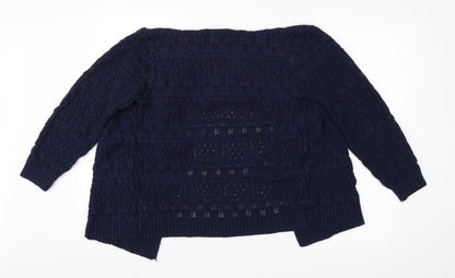 Womens UK Size 10 Isle Blue Cardigan Jumper