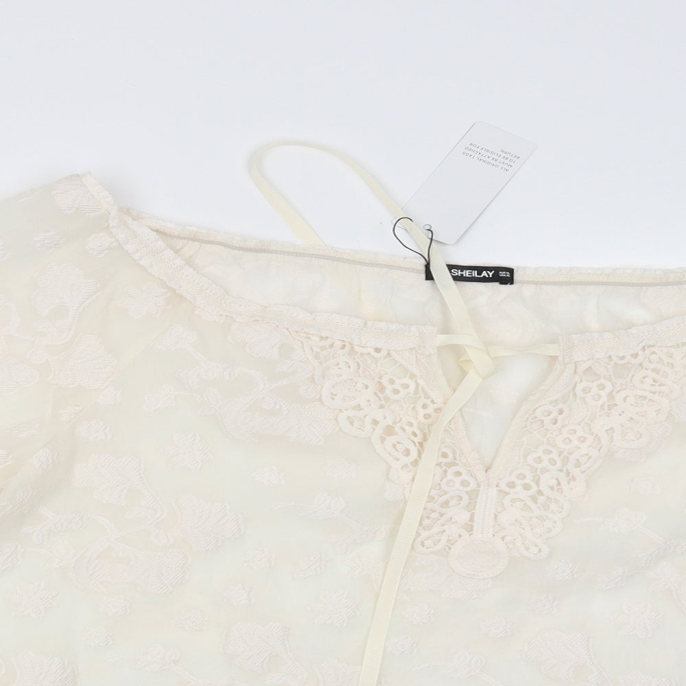 Womens UK Size XL SHEILAY White Basic Blouse