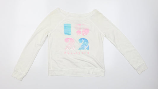Womens UK Size S Hollister White Pullover Jumper